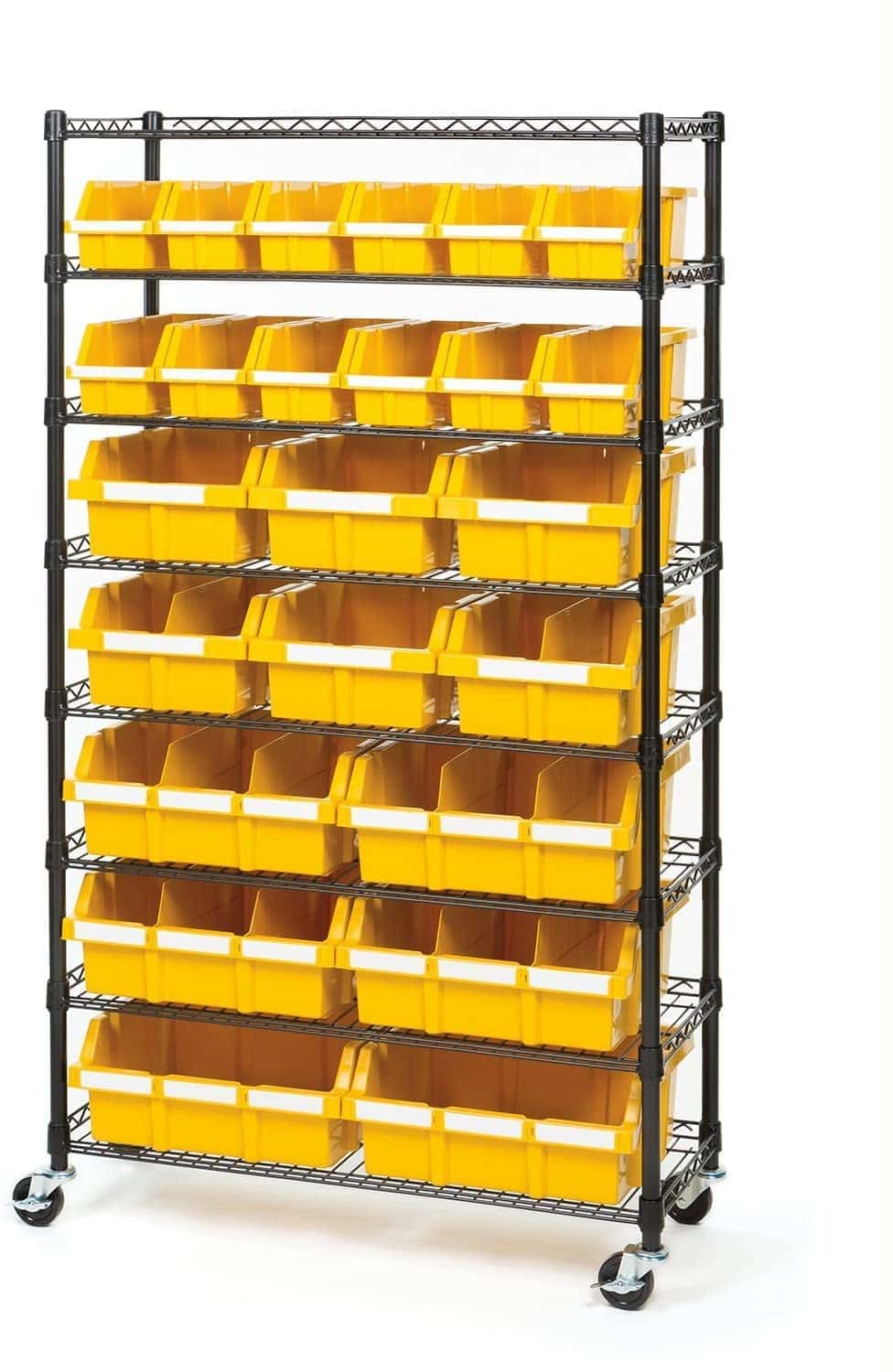 Sevilla Classics Commercial 8-Tier Black:Yellow NSF 24-Bin Rack Storage System