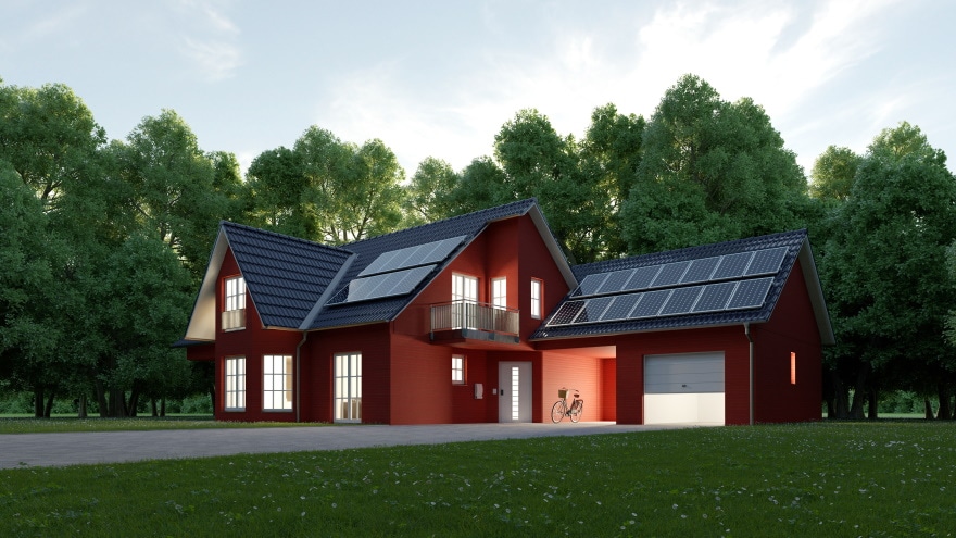 casa alimentada por energía solar